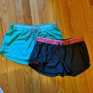 2 pair UA youth XL running shorts barely worn